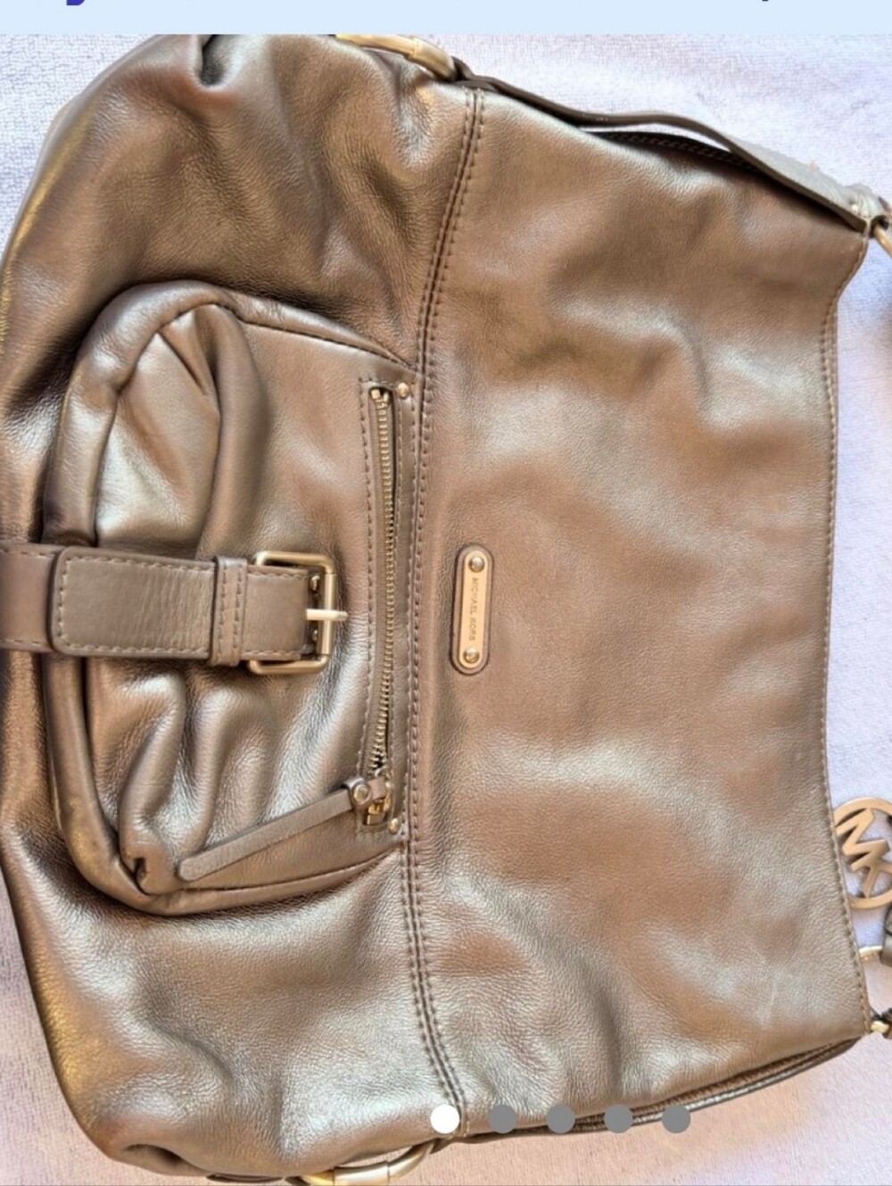 Michael Kors Metallic Gold Leather Shoulder Hobo